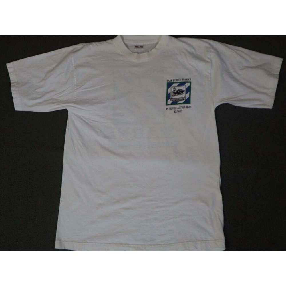 Vintage Titanic T-shirt Men's Size L White Army Marines Graphics Print Pullover